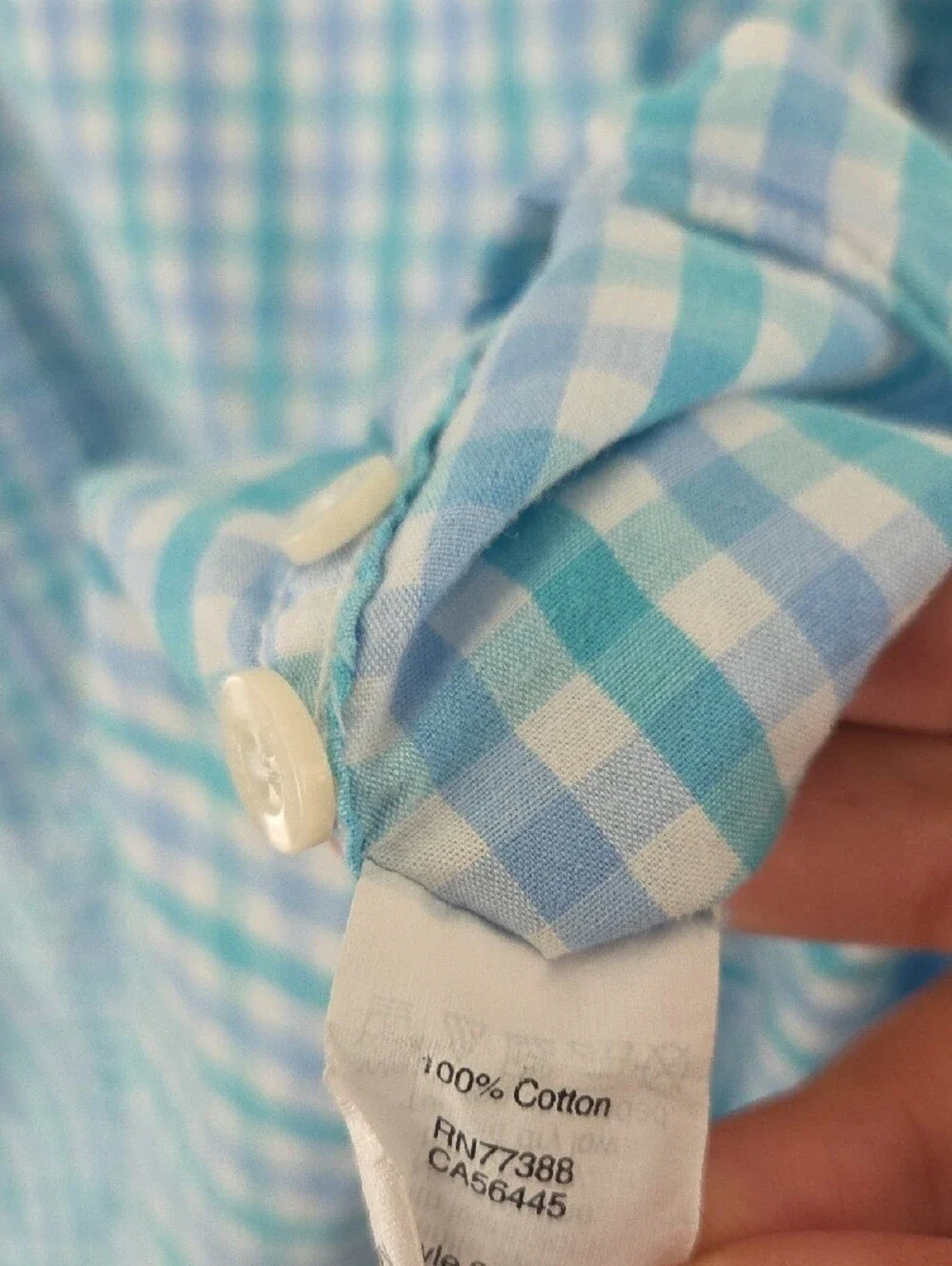 J. Crew Men's Light Blue, Turquoise & White Gingham Casual Button-Down Shirt